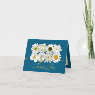 Modern White Botanical Flowers Elegant Thank You Karte