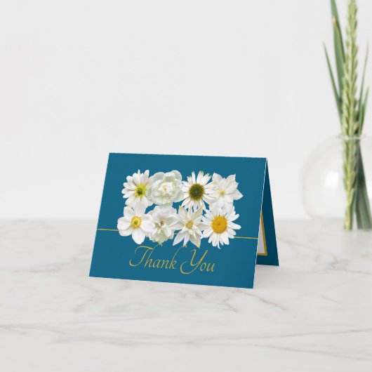 Modern White Botanical Flowers Elegant Thank You Karte (Vorderseite)