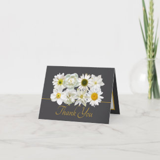 Modern White Botanical Flowers Elegant Thank You Karte