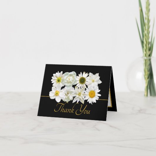 Modern White Botanical Flowers Elegant Thank You Karte (Vorderseite)
