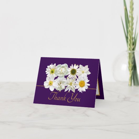 Modern White Botanical Flowers Elegant Thank You Karte (Vorderseite)