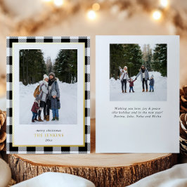 Modern White Buffalo Kariert Weihnachten Zwei Foto Folien Feiertagskarte