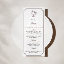 Modern White Burgundy Double Frame wedding  Menu