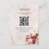 Modern White Burgundy Flowers QR Code Details Begleitkarte (Vorderseite)