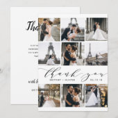 Modern White Calligraphy 9 Foto Collage Dankeskarte (Vorne/Hinten)