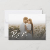 Modern White Calligraphy & Photo RSVP Karte (Vorderseite)
