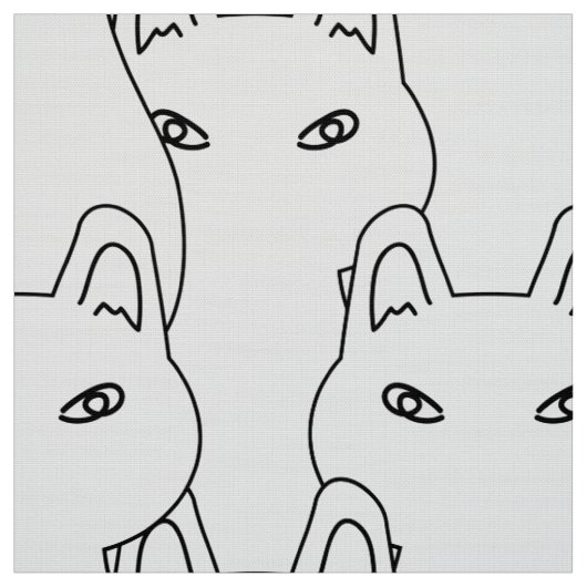 Modern white cat line art pattern stoff (Muster)