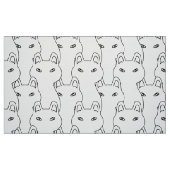 Modern white cat line art pattern stoff (Fat Quarter (45,7 x 55,9 cm))