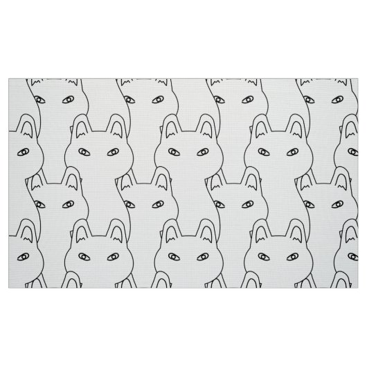 Modern white cat line art pattern stoff (Fat Quarter (45,7 x 55,9 cm))