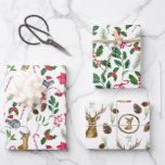 Modern White Christmas Niedlich Watercolor Muster Geschenkpapier Set<br><div class="desc">Suchen Sie niedliche Weihnachtsverpackung? Karo diese modernen Niedlichen Watercolor Muster Wrapping Paper Sheets mit drei verschiedenen Mustern.</div>