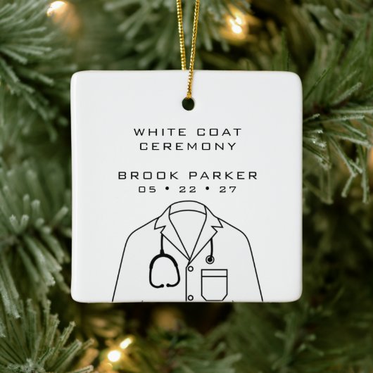 Modern White Coat Zeremonie Gratulation Keramikornament (Baum)