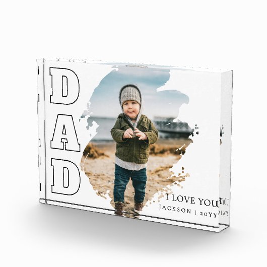 Modern White Cool Brushstroke I Love You Dad Fotoblock (Rechts)