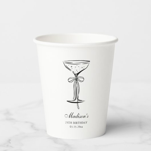 Modern White Coquette Champagne Pappbecher (Rückseite)