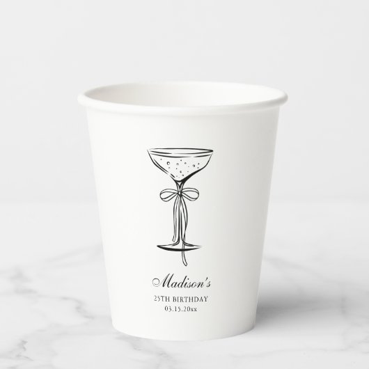 Modern White Coquette Champagne Pappbecher (Vorderseite)