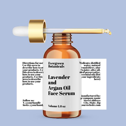 Modern White Cosmetics Dropper Flasche Label Adressaufkleber