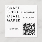 Modern White Craft Chocolate Founder QR Code Quadratische Visitenkarte (Rückseite)