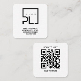 Modern White Custom Logo and QR Code Square Busine Quadratische Visitenkarte