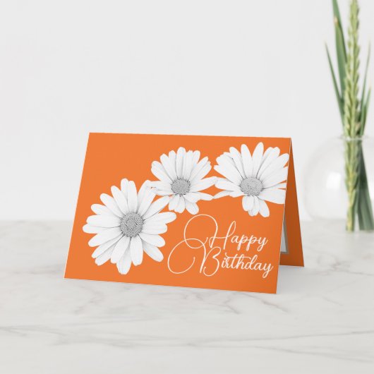 Modern White Daisies Botanical Colorful Birthday Karte (Vorderseite)