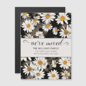 Modern White Daisy in Black Floral Moving Card Magnetkarte (Vorne/Hinten)