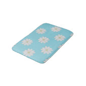 Modern White Daisy Muster Aqua Blue Bath Mat Badematte (Schrägansicht)