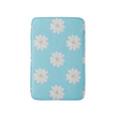 Modern White Daisy Muster Aqua Blue Bath Mat Badematte (Vorderseite Vertikal)