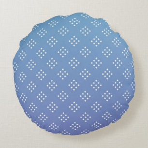 Modern White Diamond Shape on Blue Background Rundes Kissen