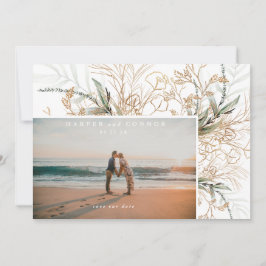 Modern White Elegant Boho Sage Eukalyptus Foto Save The Date