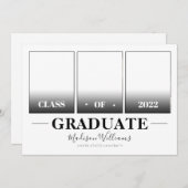 Modern White Elegante Foto Collage Abschluss Einladung (Vorne/Hinten)