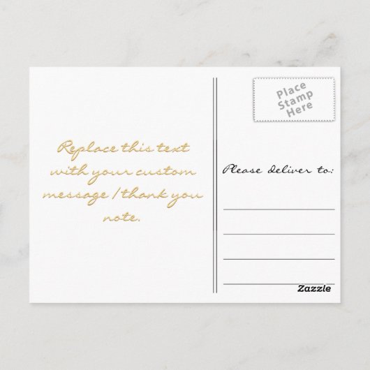 Modern White Elegante Imitate Gold Script Vielen D Postkarte (Rückseite)