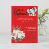 Modern White Elephant Kids Christmas party Einladung (Stehend Vorderseite)