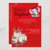Modern White Elephant Kids Christmas party Einladung (Vorne/Hinten)