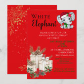 Modern White Elephant Kids Christmas party Einladung (Vorne/Hinten)