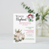 Modern White Elephant Kids Christmas party Postkarte (Stehend Vorderseite)