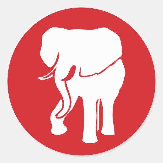 Modern White Elephant Logo wählen Hintergrundfarbe Runder Aufkleber (Vorderseite)