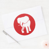 Modern White Elephant Logo wählen Hintergrundfarbe Runder Aufkleber (Umschlag)