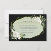 Modern White Floral Black & Gold Geometric RSVP Karte (Rückseite)
