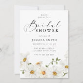 Modern White Floral Bridal Shower Einladung (Vorderseite)