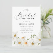 Modern White Floral Bridal Shower Einladung (Stehend Vorderseite)