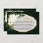 Modern White Floral Gold Geometrische Schwarze Det Begleitkarte (Vorne/Hinten)