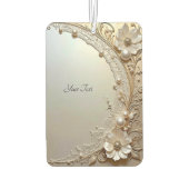 Modern White Flowers Pearls Air Freshener Autolufterfrischer (Rückseite)