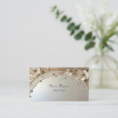 Modern White Flowers Pearls Business Card Visitenkarte (Stehend Vorderseite)