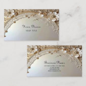 Modern White Flowers Pearls Business Card Visitenkarte (Vorne/Hinten)