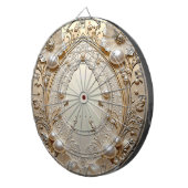 Modern White Flowers Pearls Dartboard Dartscheibe (Vorderseite rechts)