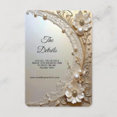 Modern White Flowers Pearls Detail Enclosure Begleitkarte (Vorderseite)
