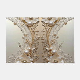 Modern White Flowers Pearls Doormat Fußmatte