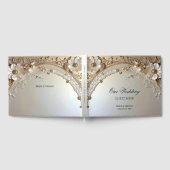 Modern White Flowers Pearls Guest Book Gästebuch (Voll)