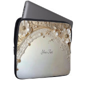 Modern White Flowers Pearls Laptop Sleeve (Vorne Rechts)