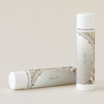 Modern White Flowers Pearls Lip Balm