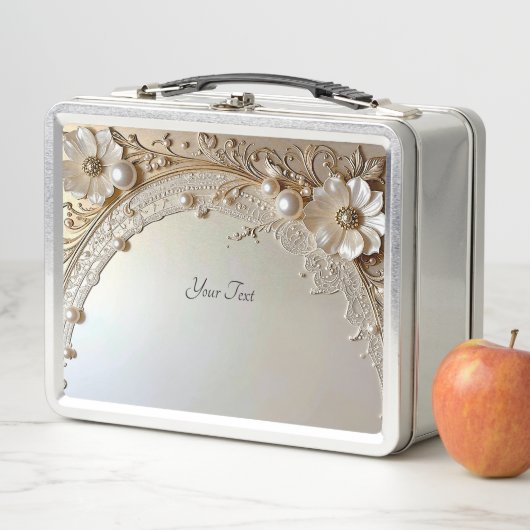 Modern White Flowers Pearls Lunchbox (Beispiel)