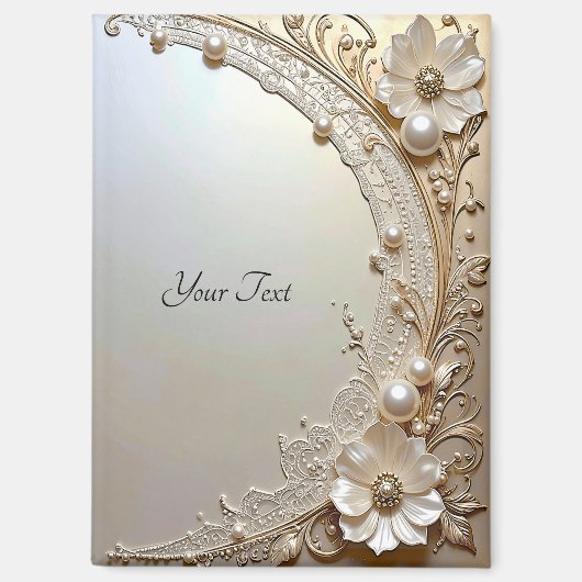 Modern White Flowers Pearls Magnet (Vorderseite)